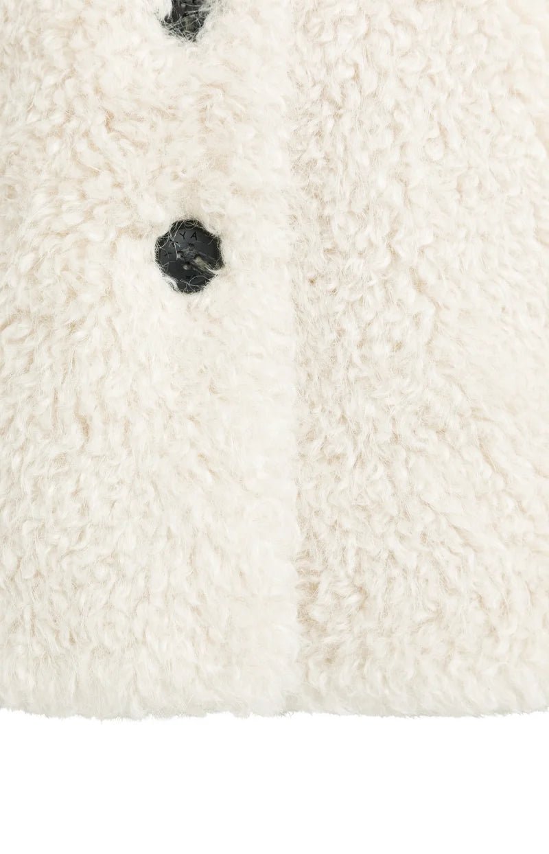 picture of Yaya Oversized Short Faux Fur Jacket - Bleached Sand Beige - Number Two - womens - fashion - clothing - Yaya 11