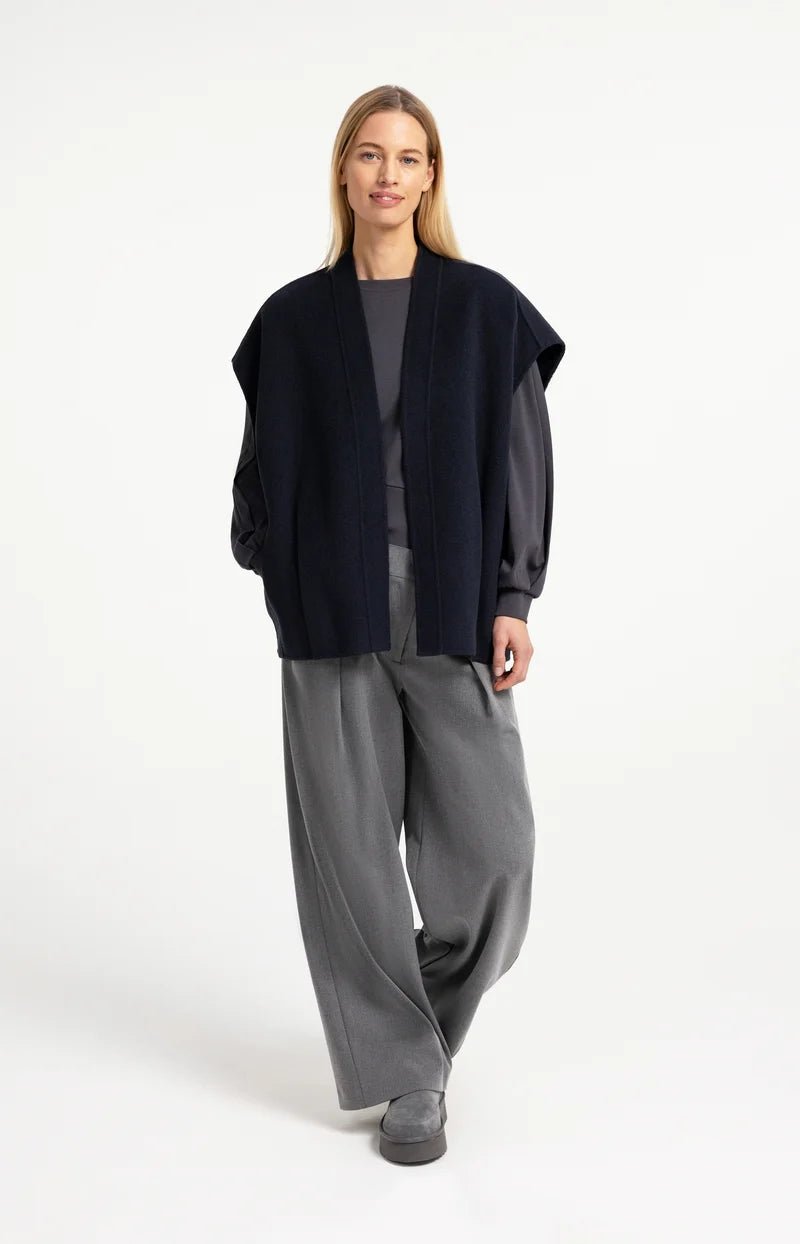 picture of Yaya Oversized Wool Blend Bodywarmer - Cat Black Melange - Number Two - womens - fashion - clothing - Yaya 2