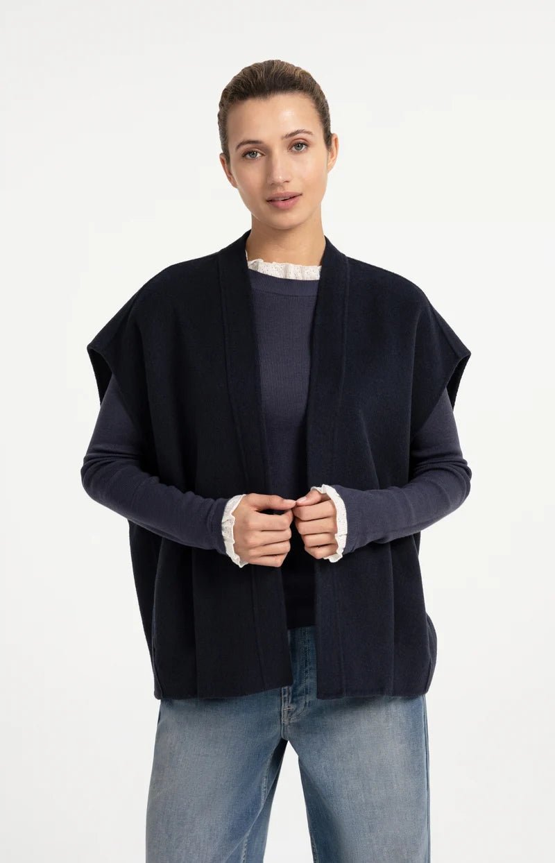 picture of Yaya Oversized Wool Blend Bodywarmer - Cat Black Melange - Number Two - womens - fashion - clothing - Yaya 4