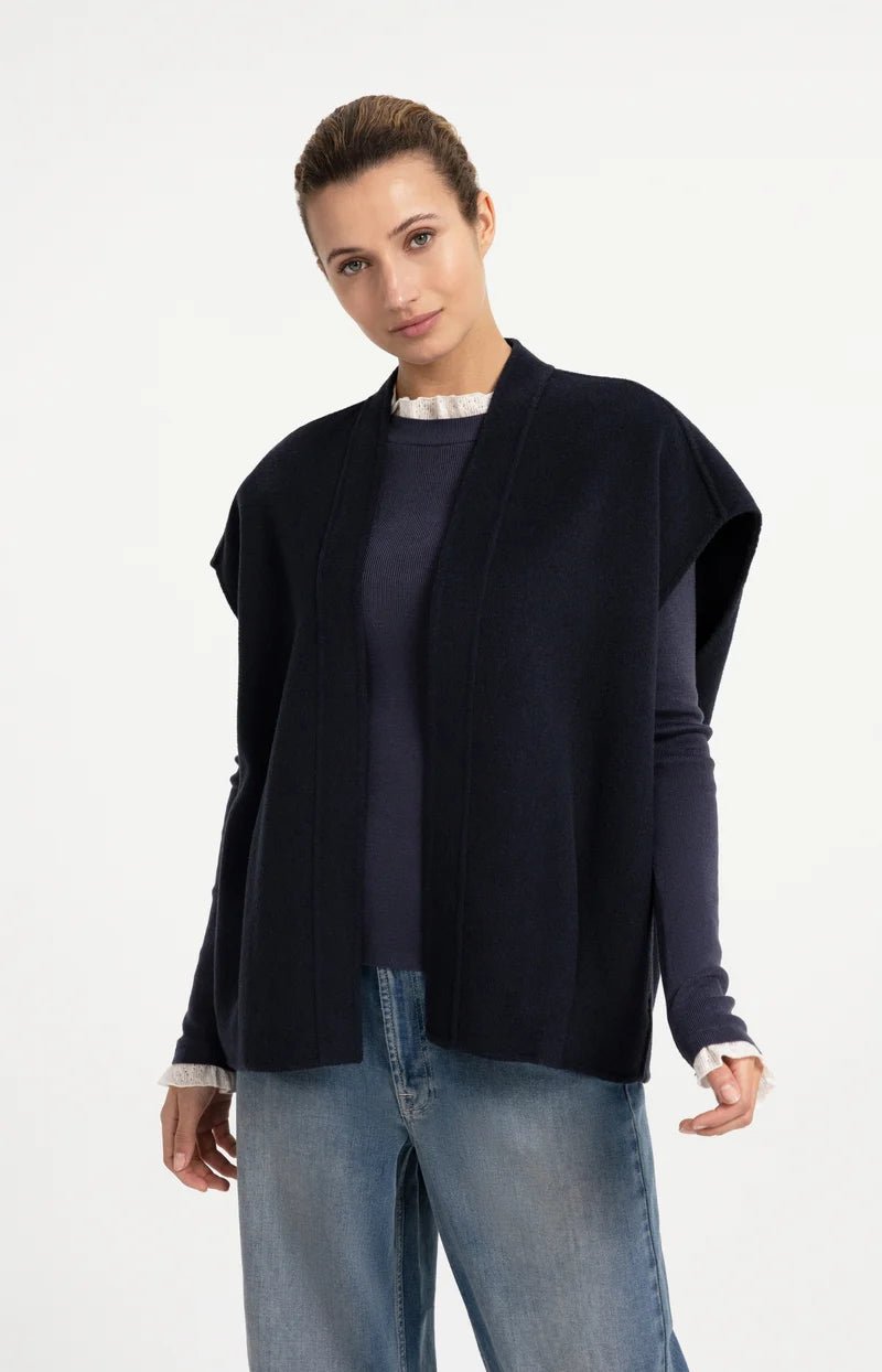 picture of Yaya Oversized Wool Blend Bodywarmer - Cat Black Melange - Number Two - womens - fashion - clothing - Yaya 5