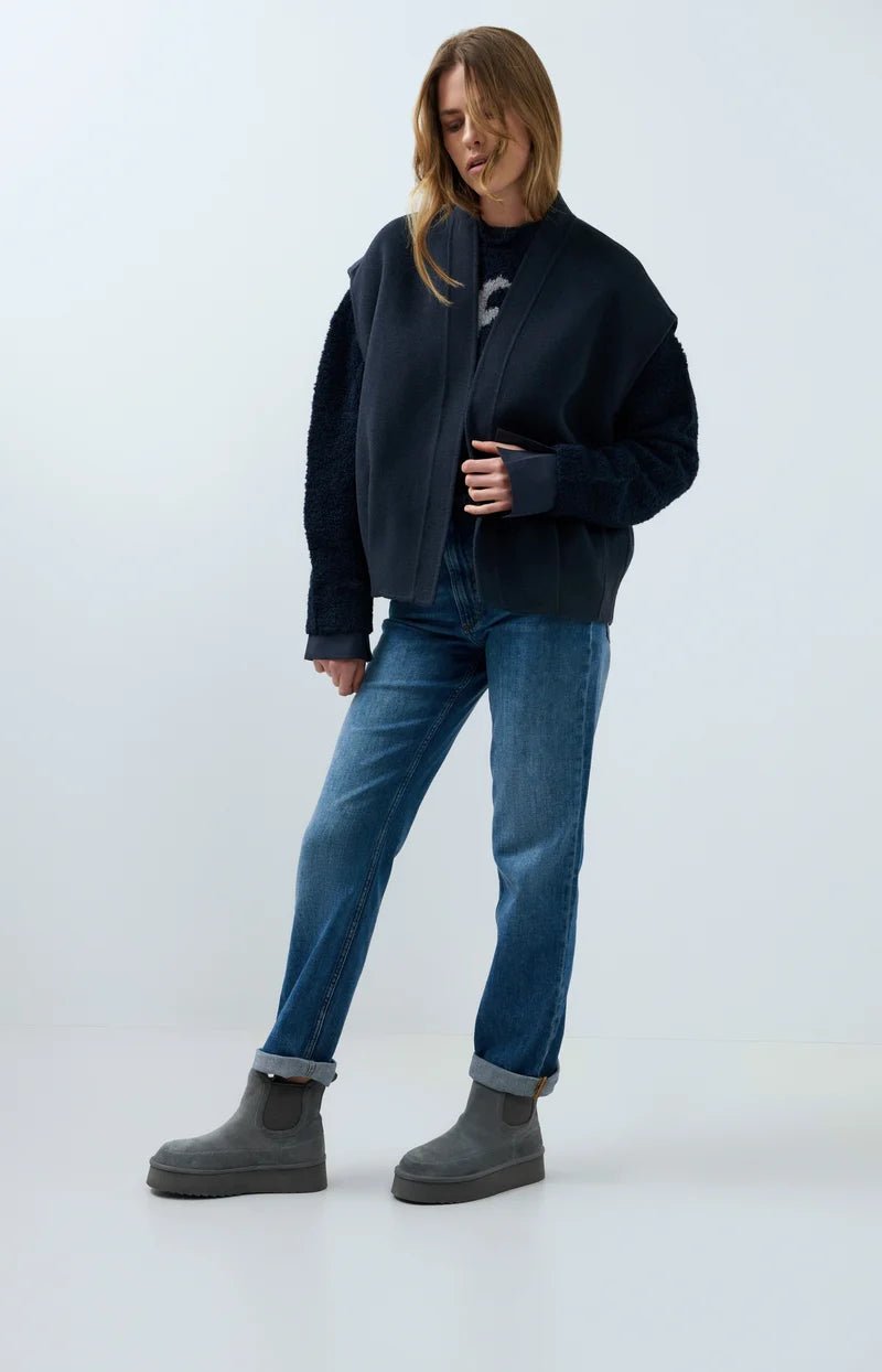 picture of Yaya Oversized Wool Blend Bodywarmer - Cat Black Melange - Number Two - womens - fashion - clothing - Yaya 8