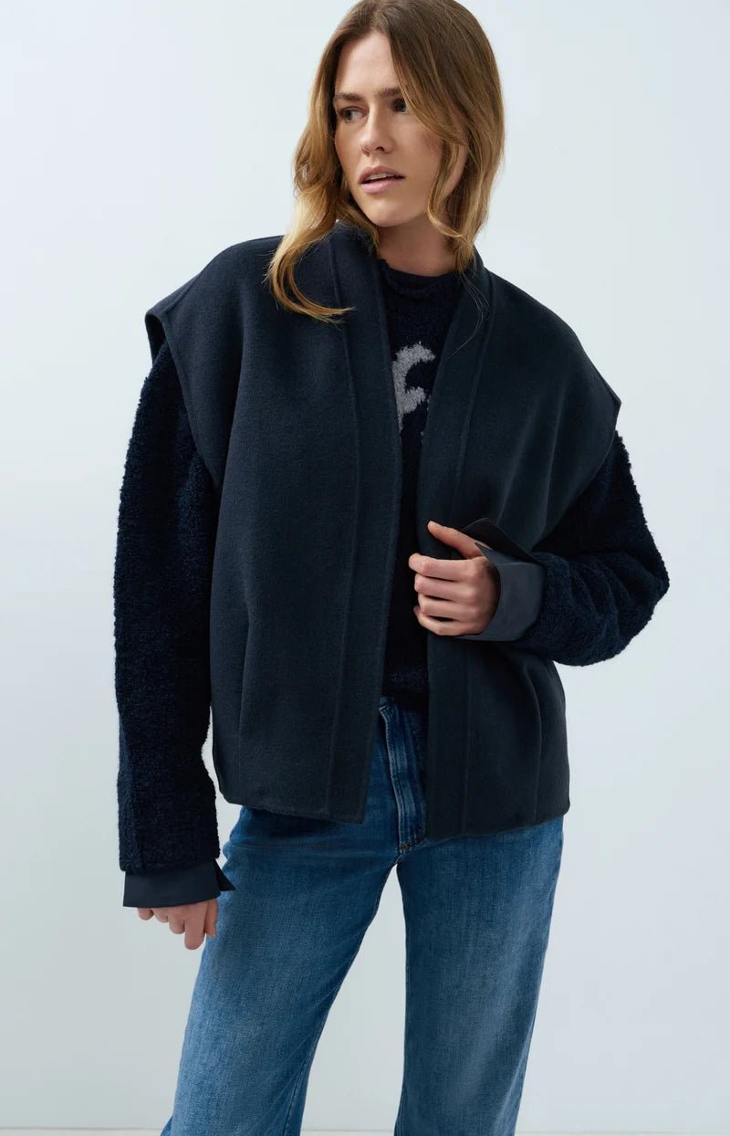 picture of Yaya Oversized Wool Blend Bodywarmer - Cat Black Melange - Number Two - womens - fashion - clothing - Yaya 1