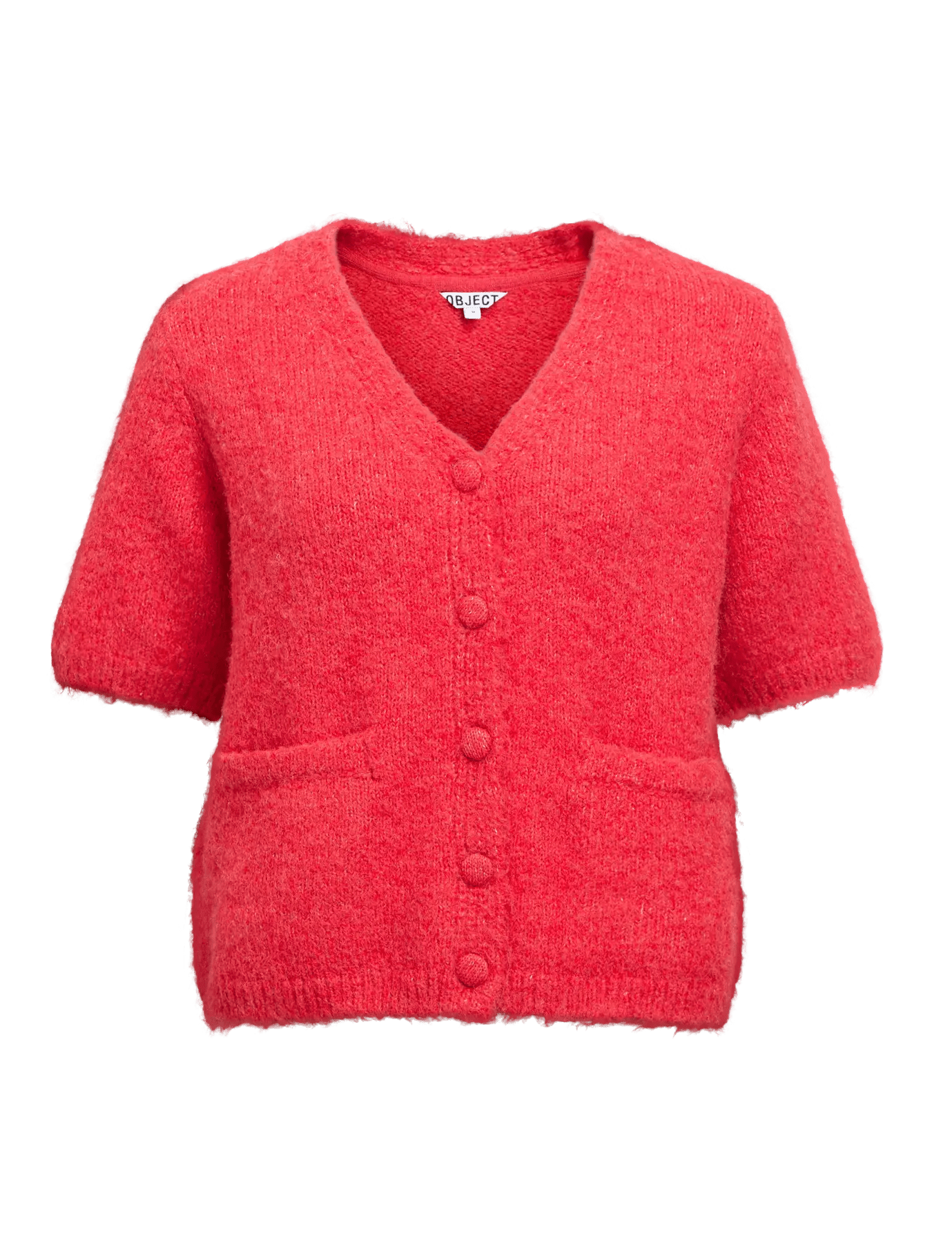 picture of Object Saggia V Neck Knit Cardigan - Poinsettia Melange - Number Two - womens - fashion - clothing - Object 2