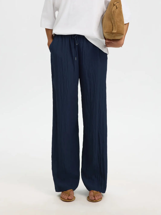 picture of Selected Fiona Wide String Trousers - Dark Sapphire - Number Two - womens - fashion - clothing - Selected Femme 1