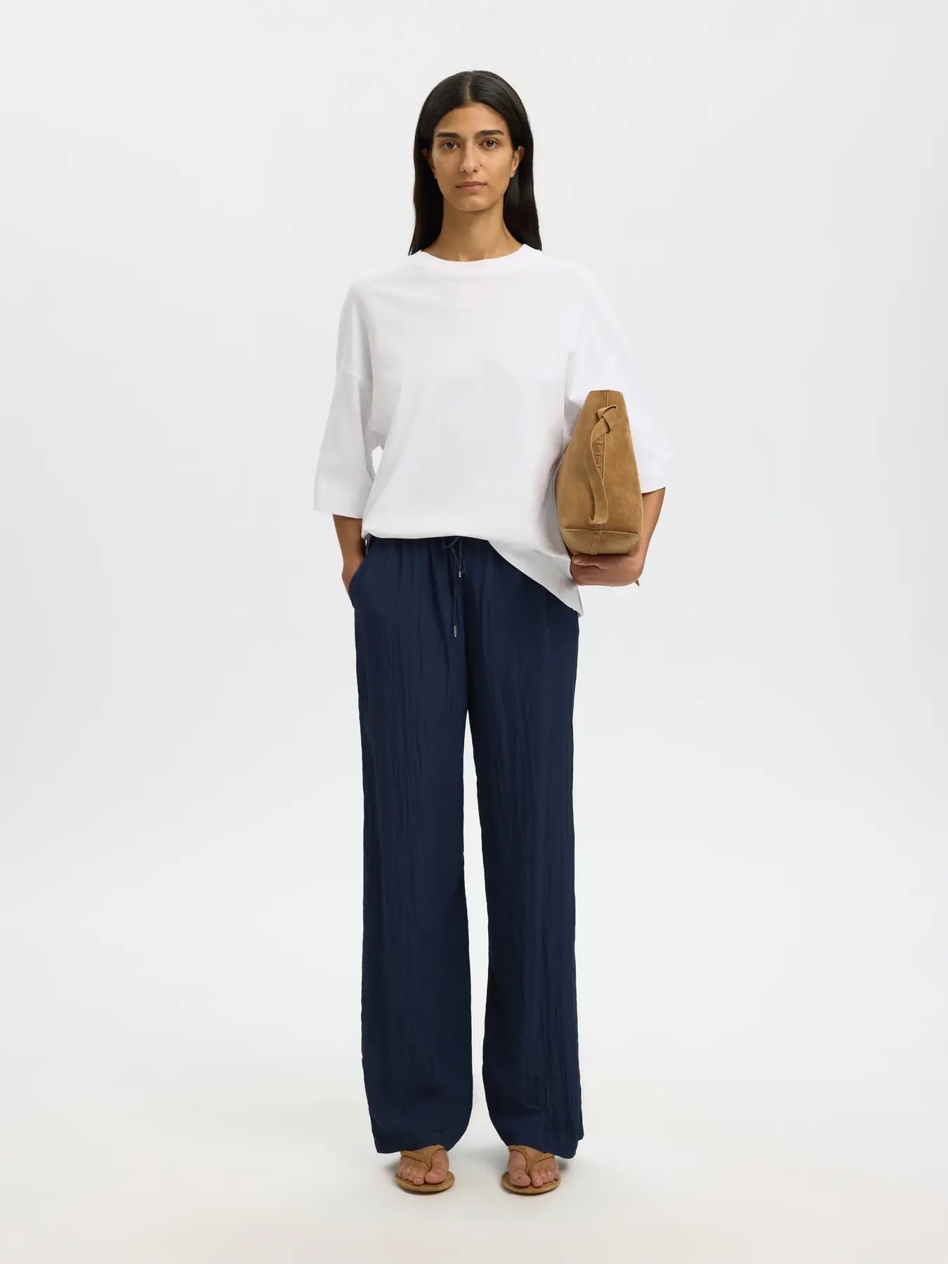 picture of Selected Fiona Wide String Trousers - Dark Sapphire - Number Two - womens - fashion - clothing - Selected Femme 4