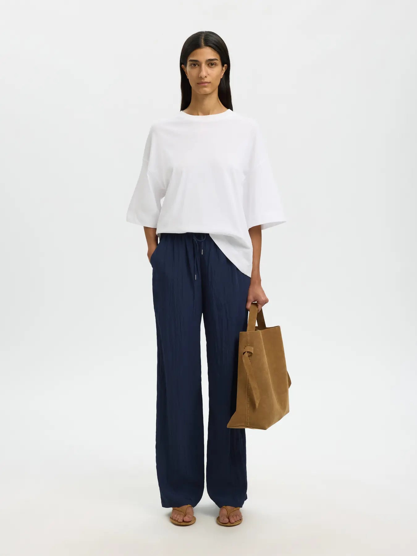 picture of Selected Fiona Wide String Trousers - Dark Sapphire - Number Two - womens - fashion - clothing - Selected Femme 2