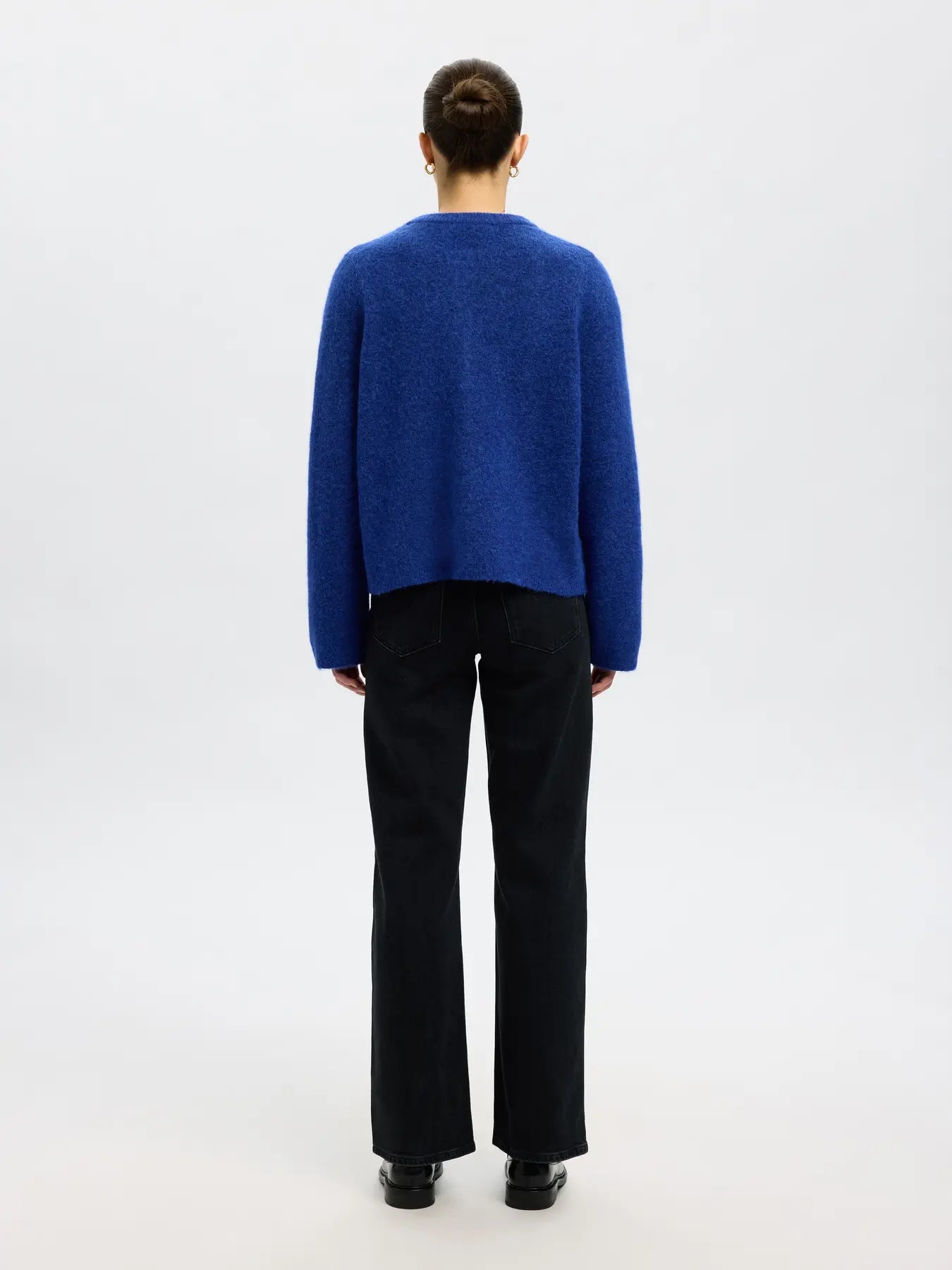 picture of Selected Femme Lulu Long Sleeved Wool Blend Cardigan - Dazzling Blue - Number Two - womens - fashion - ethical -