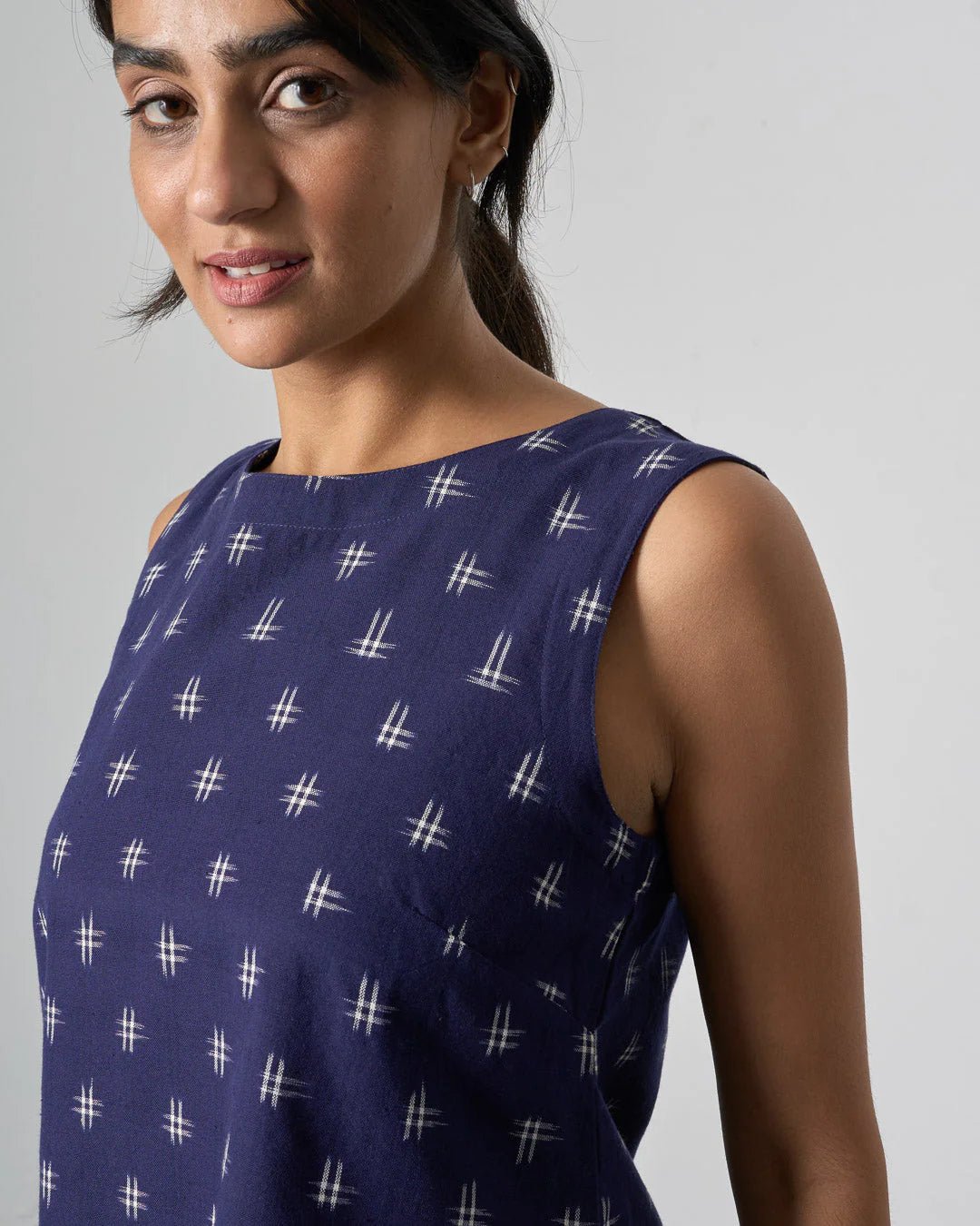 picture of Bibico Pippa Blouse - Ikat Indigo Block Print - Number Two - womens - fashion - clothing - Bibico 1