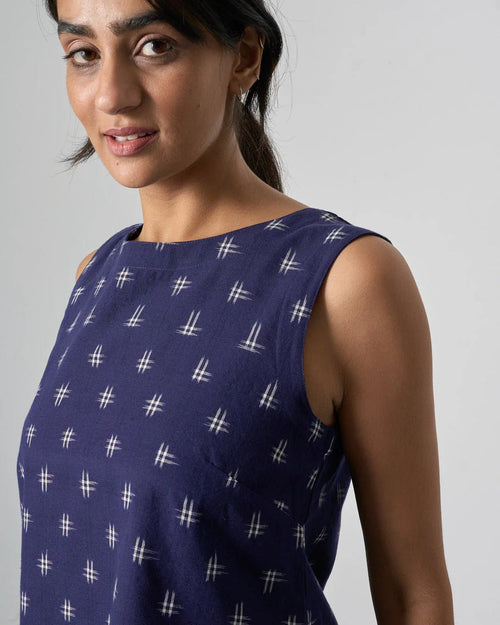 picture of Bibico Pippa Blouse - Ikat Indigo Block Print - Number Two - womens - fashion - clothing - Bibico 1