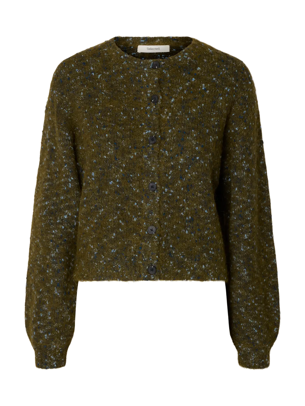 Selected Kat Short Cardigan - Fir Green/Navy/Light Sky