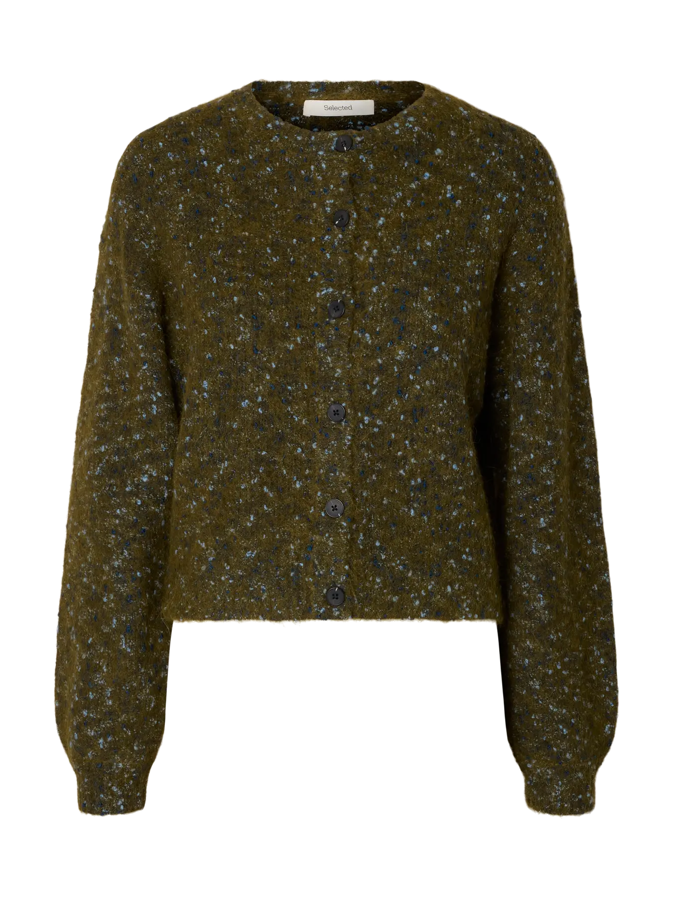 Selected Kat Short Cardigan - Fir Green/Navy/Light Sky