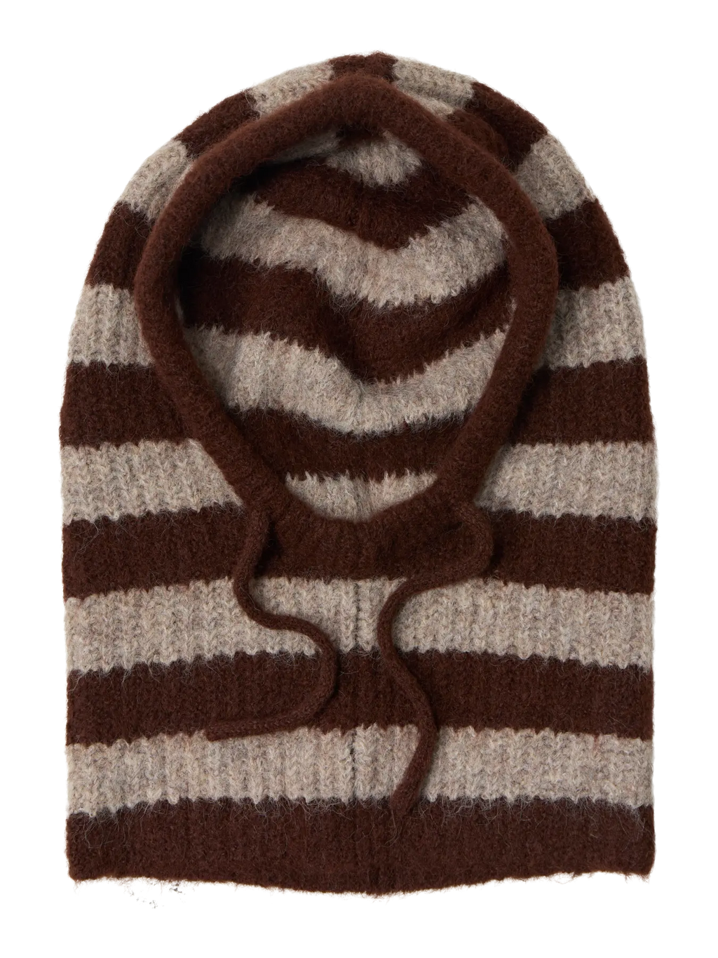 Object Milu Knit Balaclava - Seal Brown/Humus/Stripe