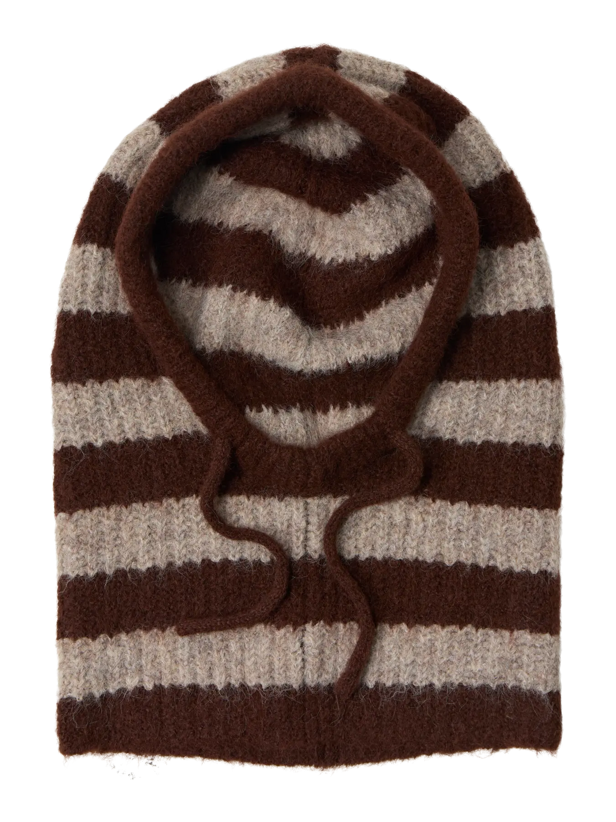 Object Milu Knit Balaclava - Seal Brown/Humus/Stripe