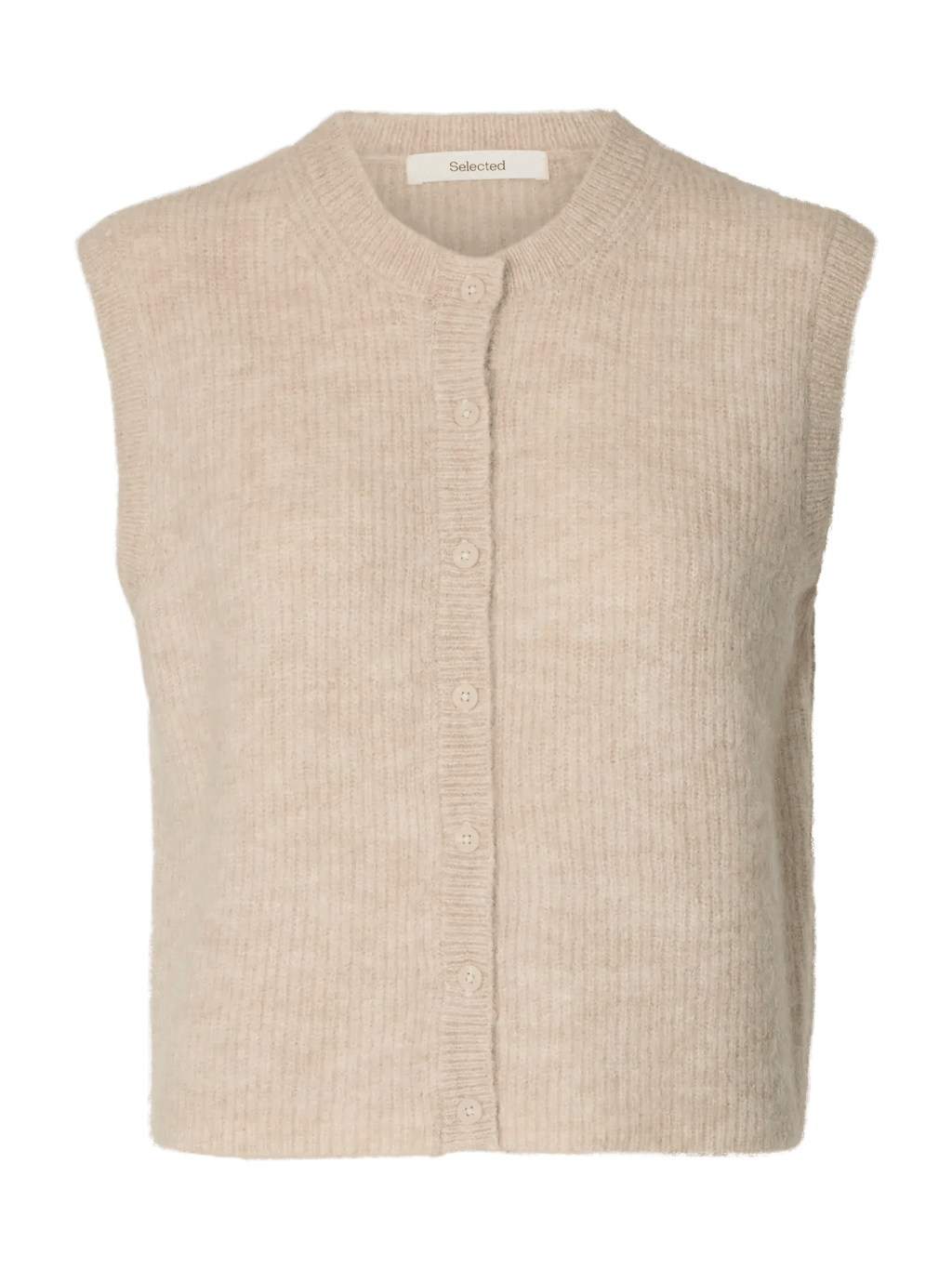 picture of Selected Lulu Button O - Neck Vest Wool Noos - Birch Melange - Number Two - womens - clothing - Selected Femme 6