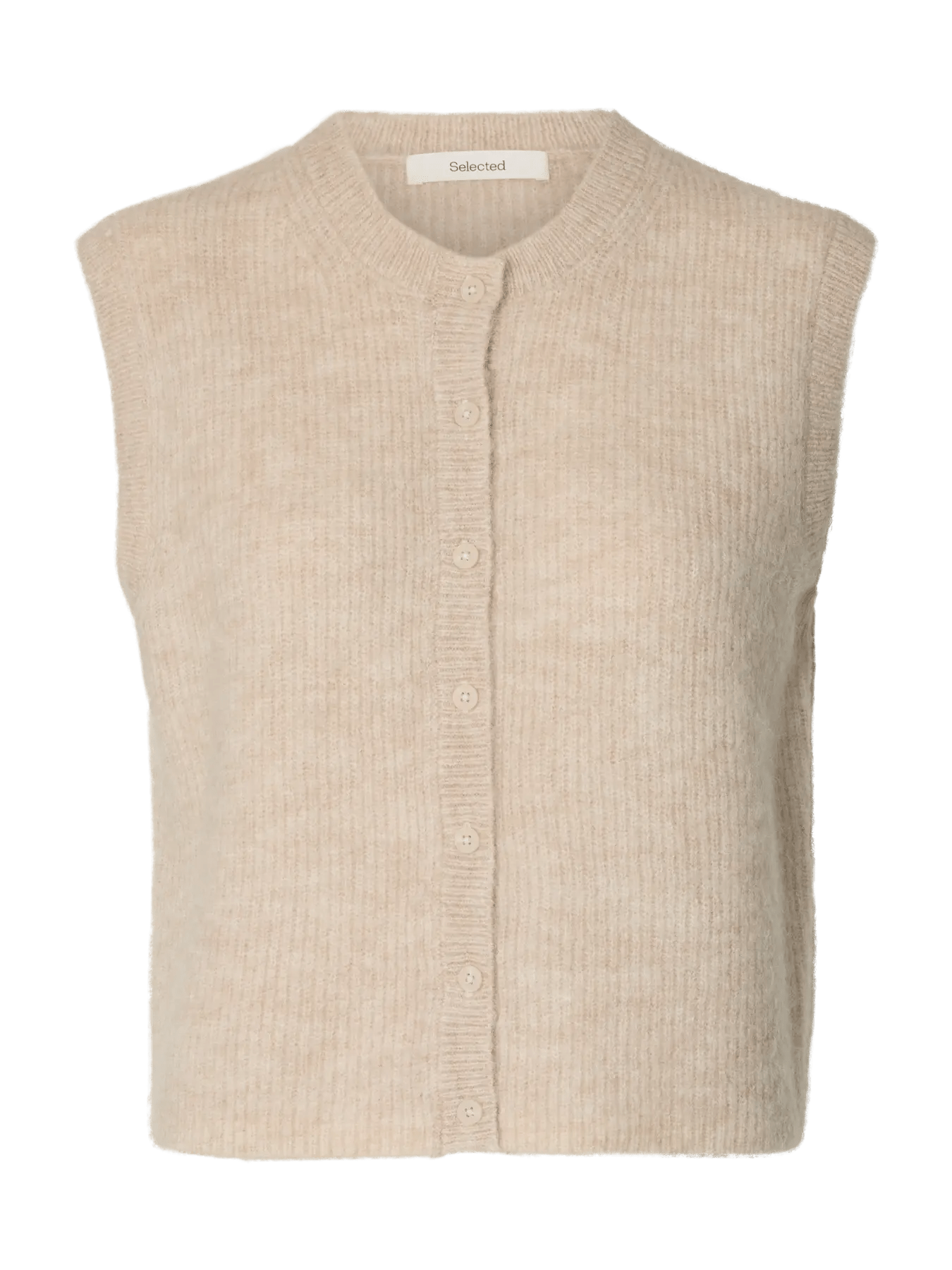 picture of Selected Lulu Button O - Neck Vest Wool Noos - Birch Melange - Number Two - womens - clothing - Selected Femme 6