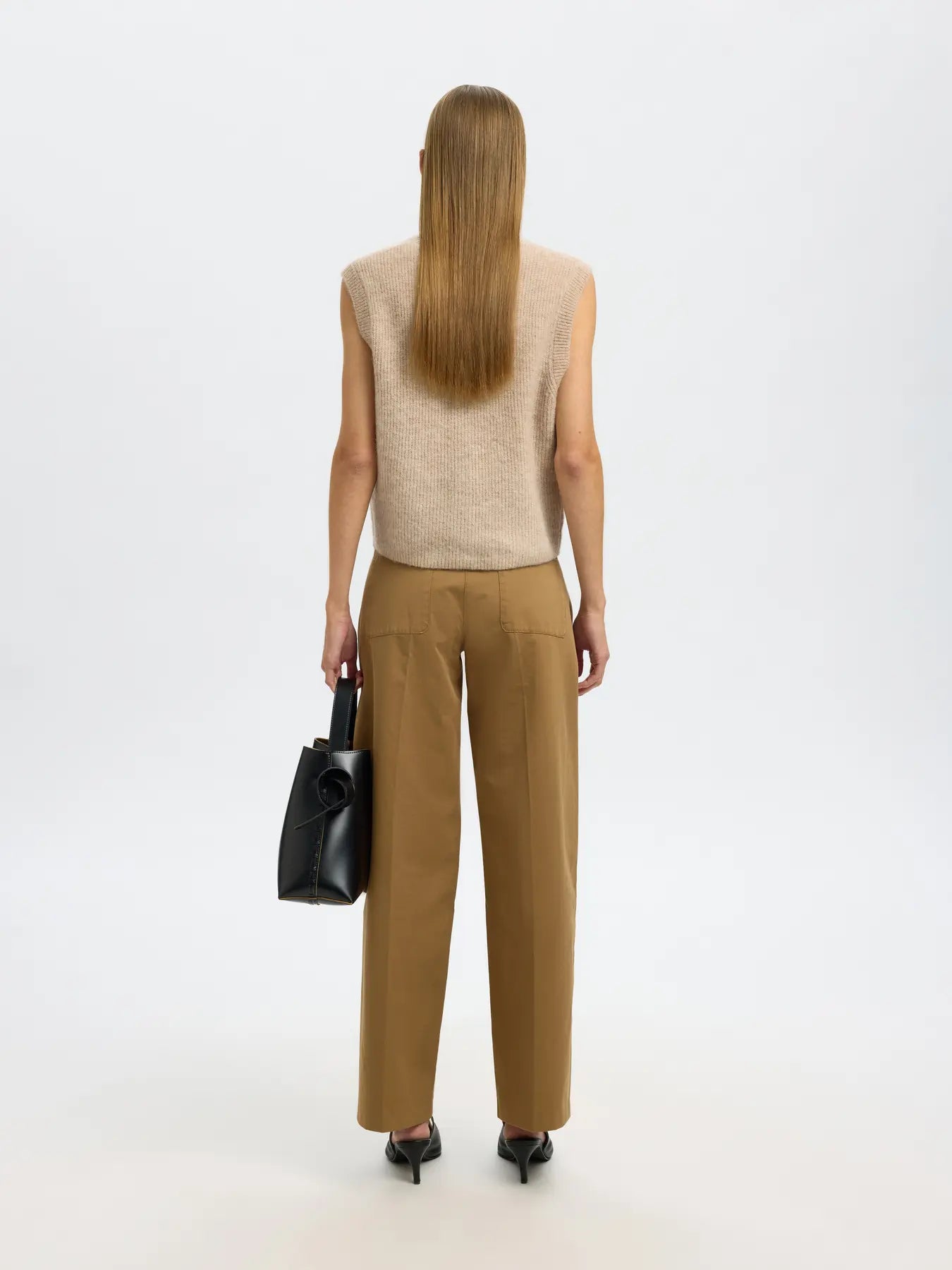 picture of Selected Lulu Button O - Neck Vest Wool Noos - Birch Melange - Number Two - womens - clothing - Selected Femme 4