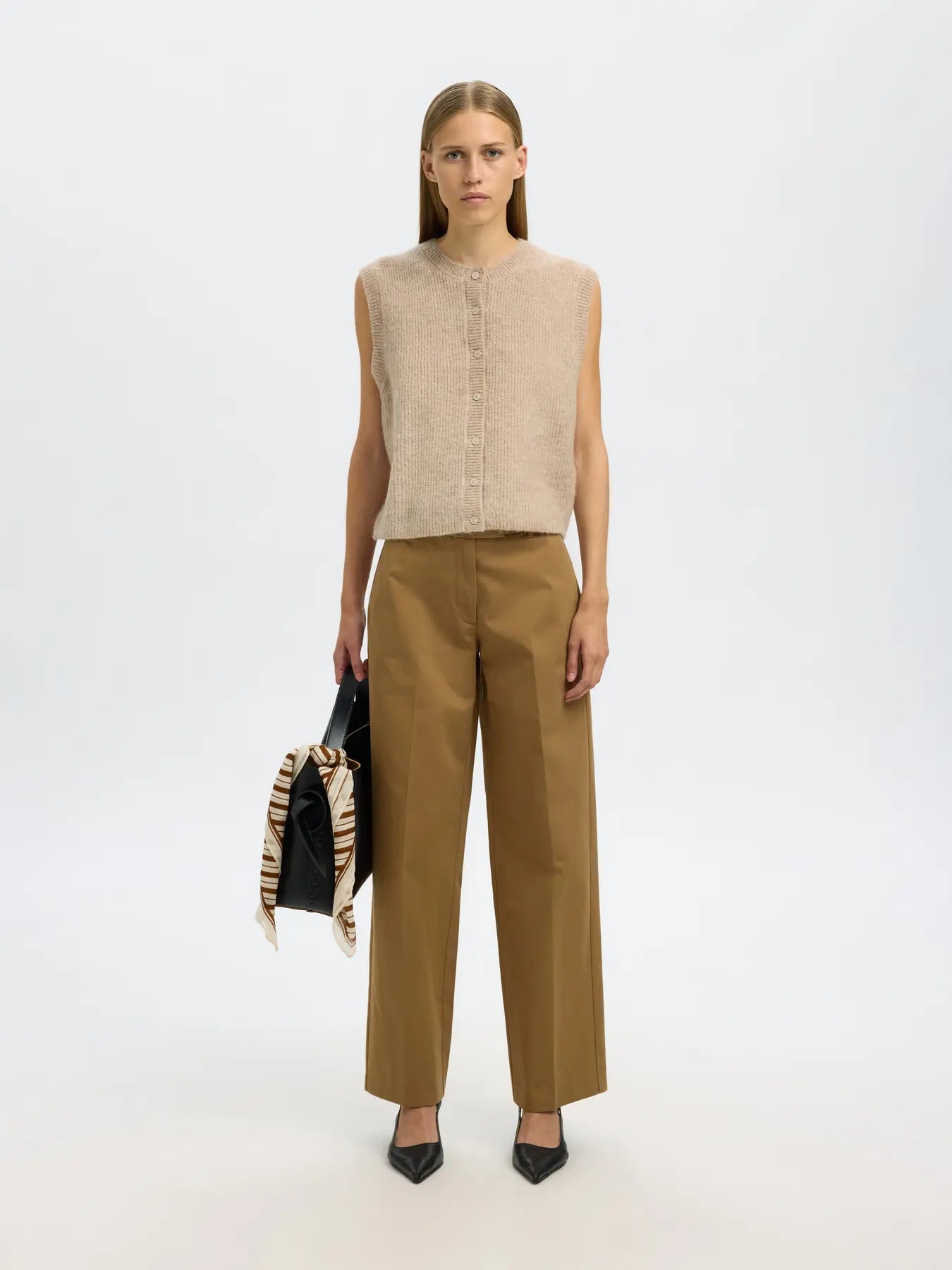 picture of Selected Lulu Button O - Neck Vest Wool Noos - Birch Melange - Number Two - womens - clothing - Selected Femme 5