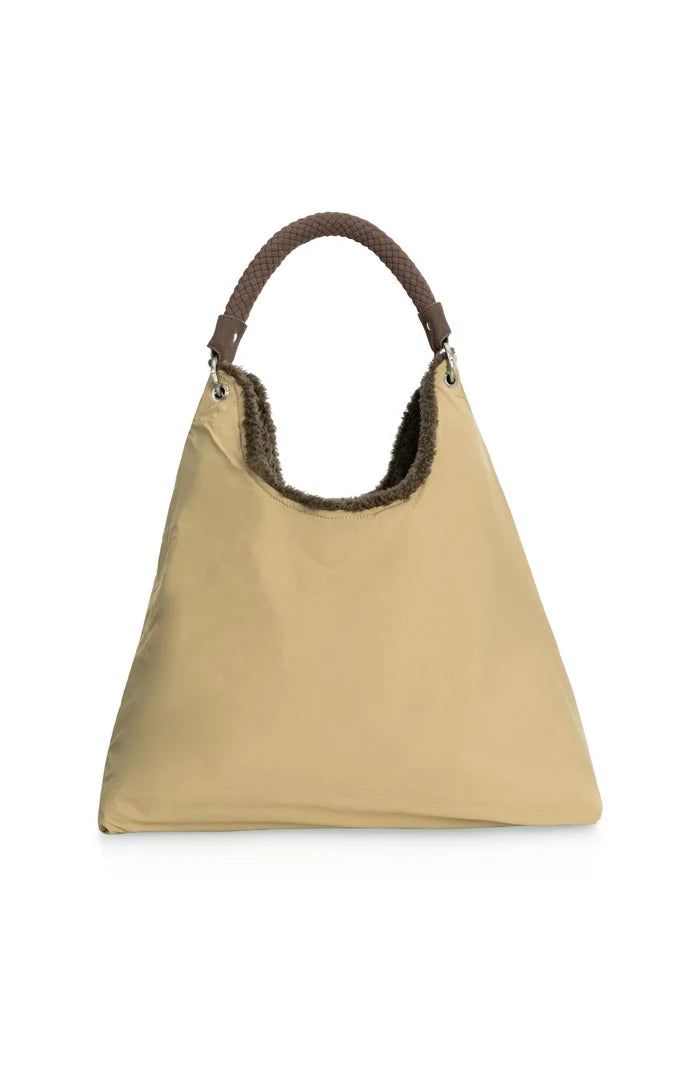 Yaya Reversible Shopper Bag Faux Fur - Slate Black Brown