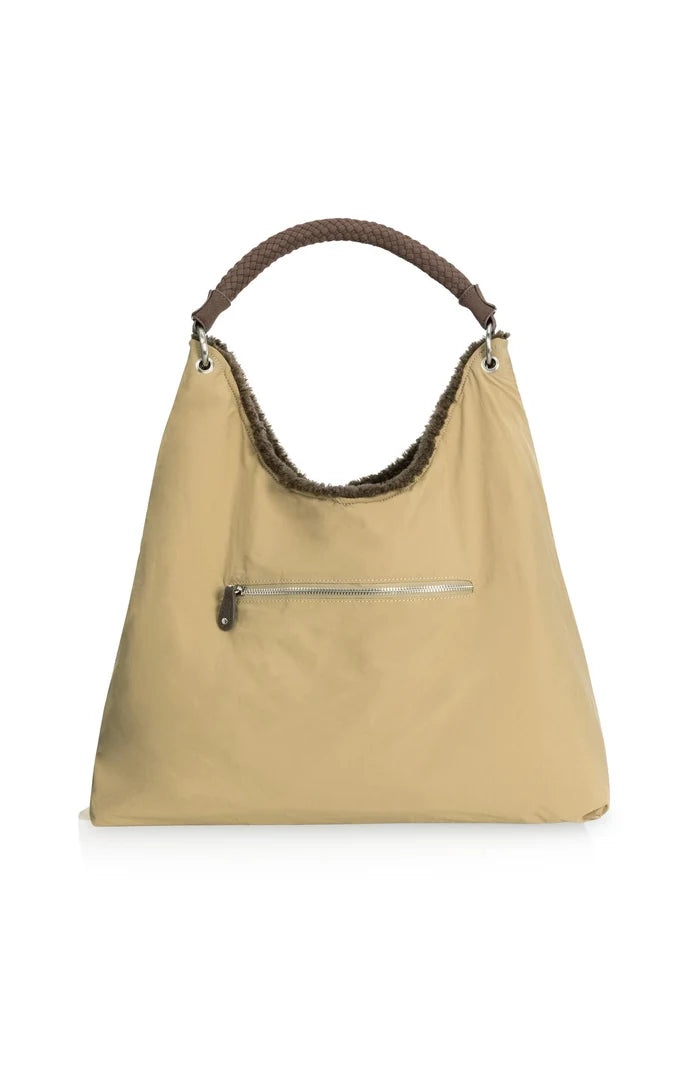 Yaya Reversible Shopper Bag Faux Fur - Slate Black Brown