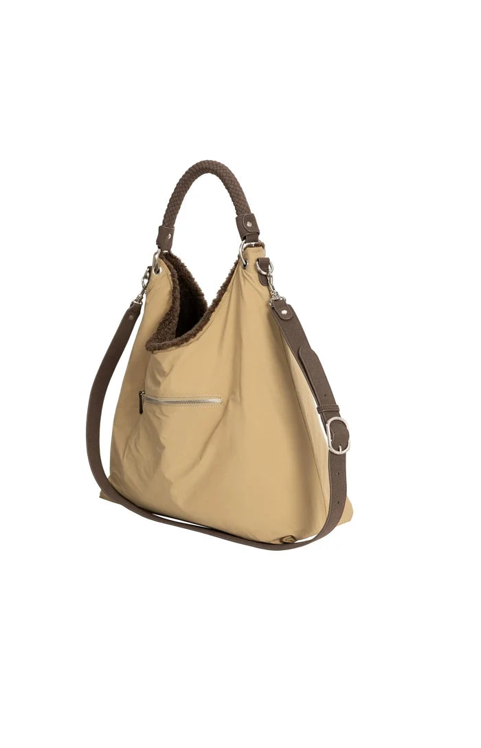 Yaya Reversible Shopper Bag Faux Fur - Slate Black Brown