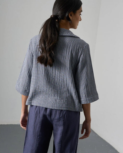 picture of Bibico Rowan Blouse - Navy Check - Number Two - womens - fashion - clothing - Bibico 2