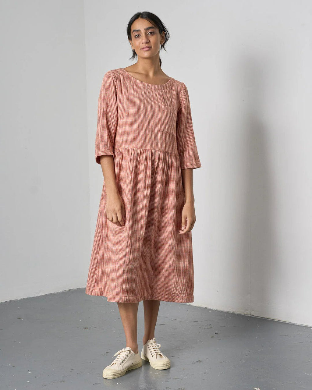 picture of Bibico Orla Day Dress - Rust Check - Number Two - womens - fashion - clothing - Bibico 1
