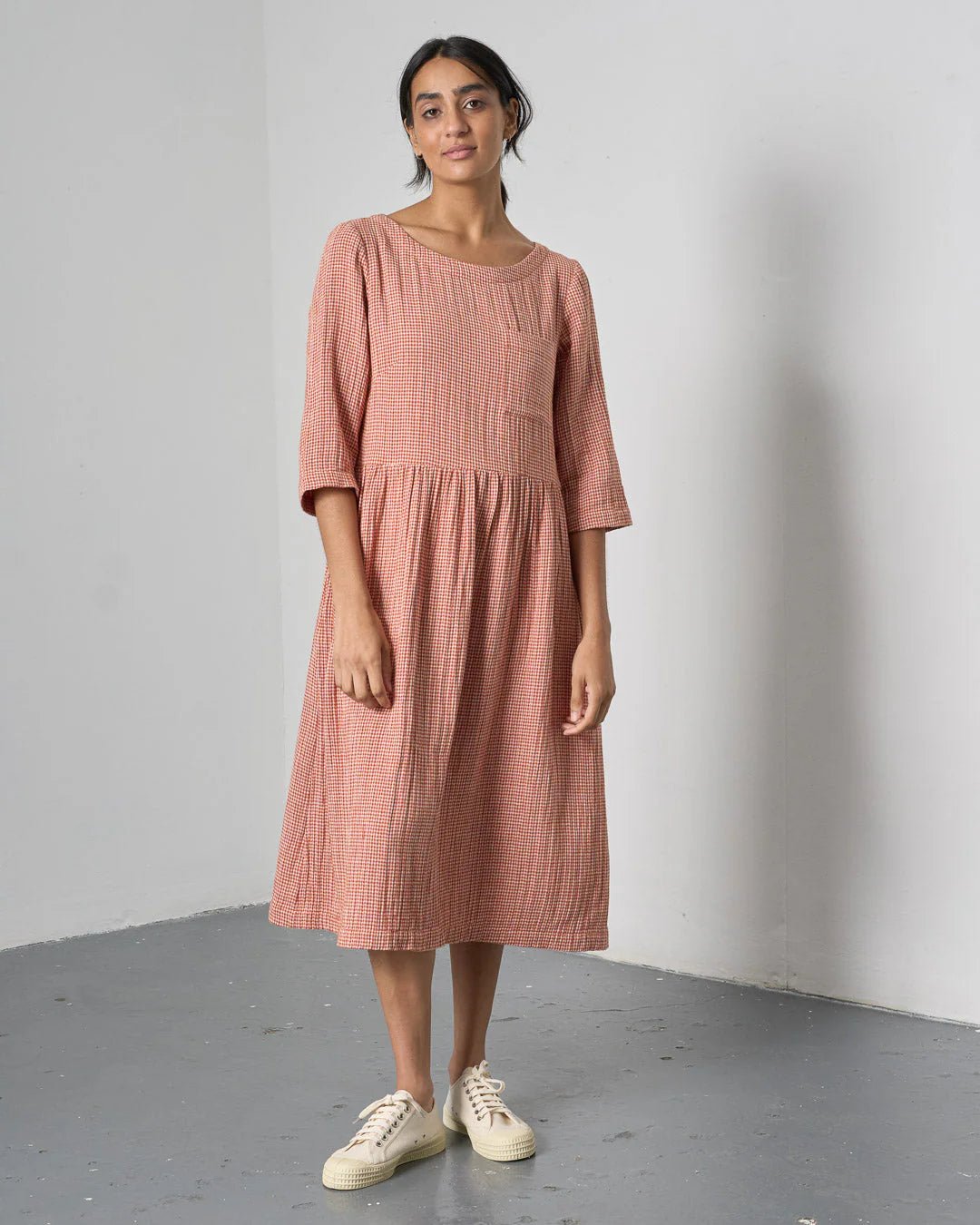 picture of Bibico Orla Day Dress - Rust Check - Number Two - womens - fashion - clothing - Bibico 1