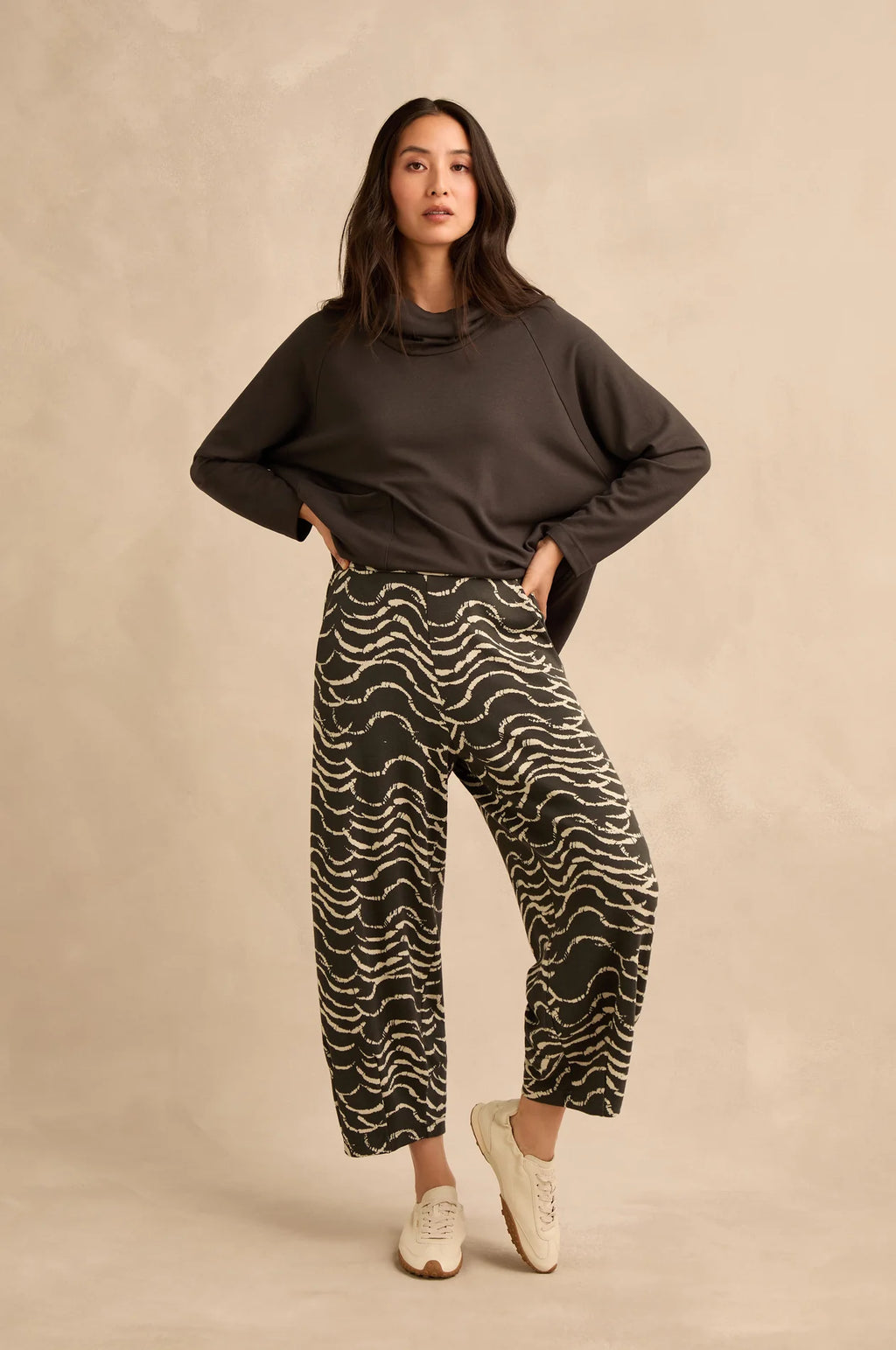 picture of Sahara Dancing Waves Jersey Bubble Trouser - Slate/Ecru - Number Two - womens - fashion - clothing - Sahara 1