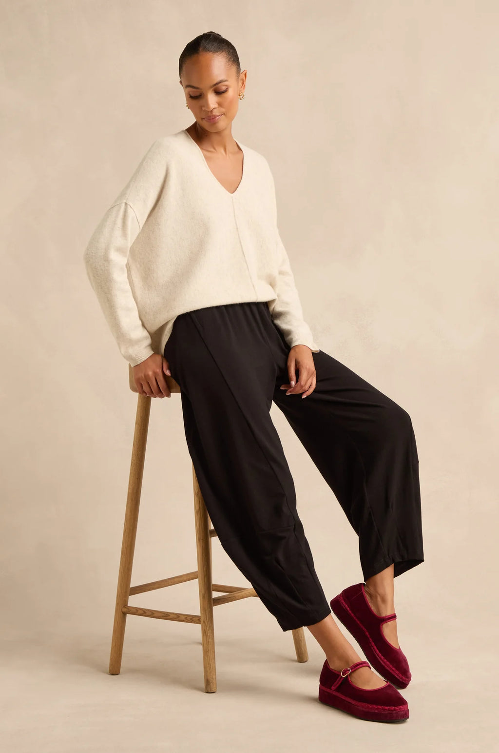 picture of Sahara Fluid Crepe Bubble Trouser - Black - Number Two - womens - fashion - clothing - Sahara 1