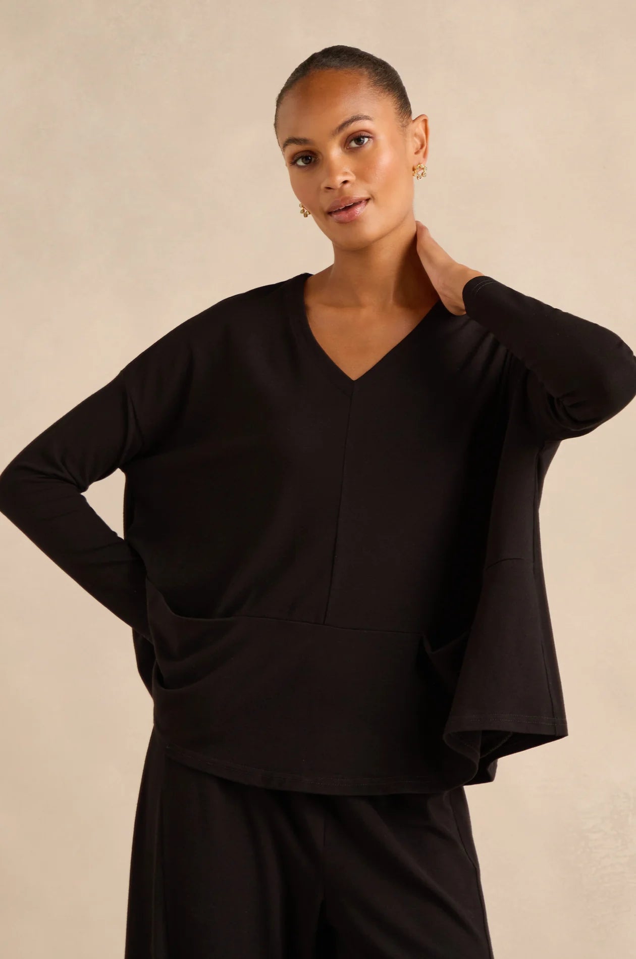 picture of Sahara Fluid Crepe Relaxed Top - Black - Number Two - womens - fashion - clothing - Sahara 1
