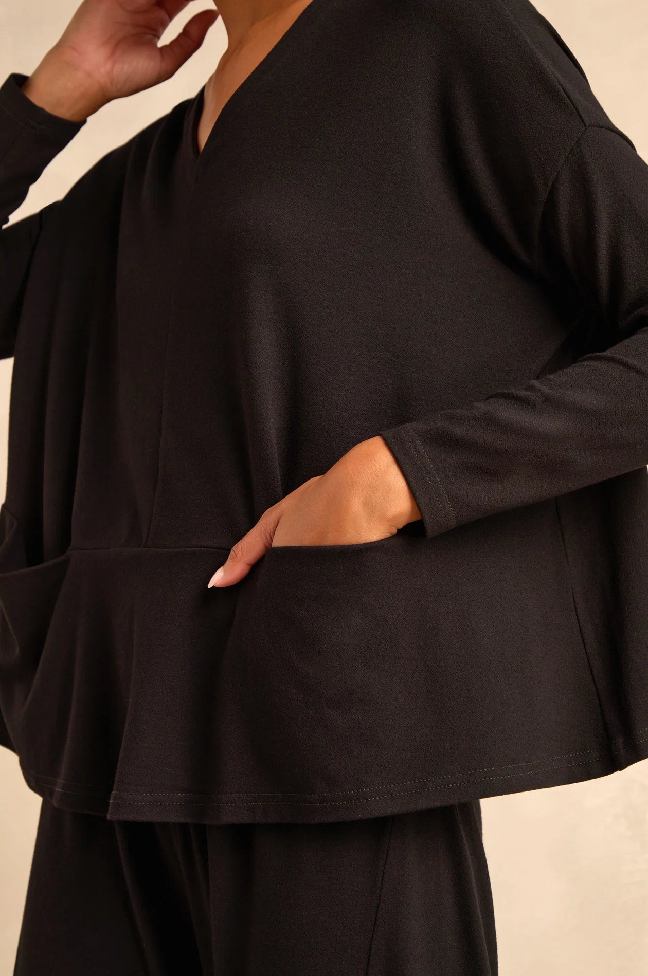 picture of Sahara Fluid Crepe Relaxed Top - Black - Number Two - womens - fashion - clothing - Sahara 4