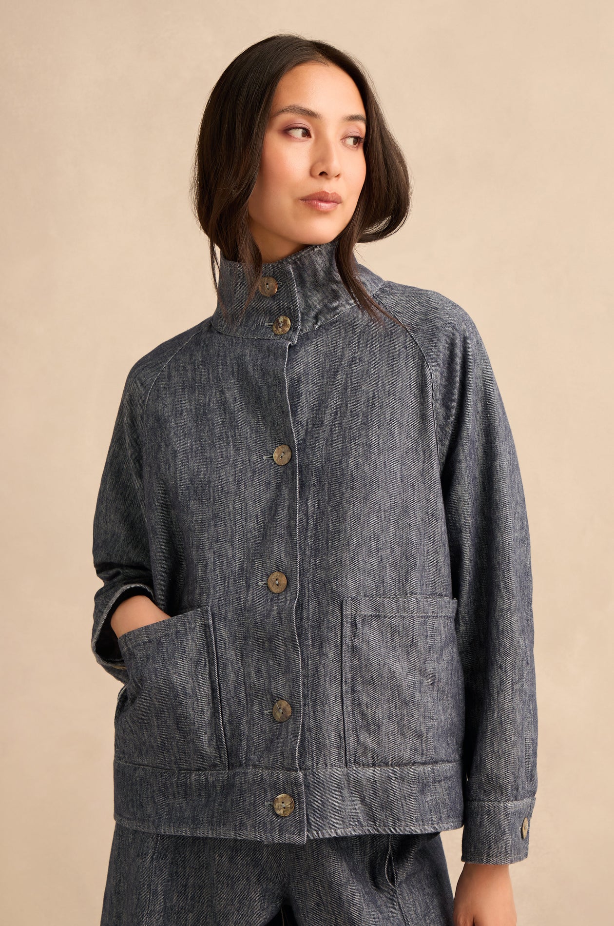 picture of Sahara Washed Cotton Linen Jacket - Denim Blue - Number Two - womens - fashion - clothing - Sahara 1