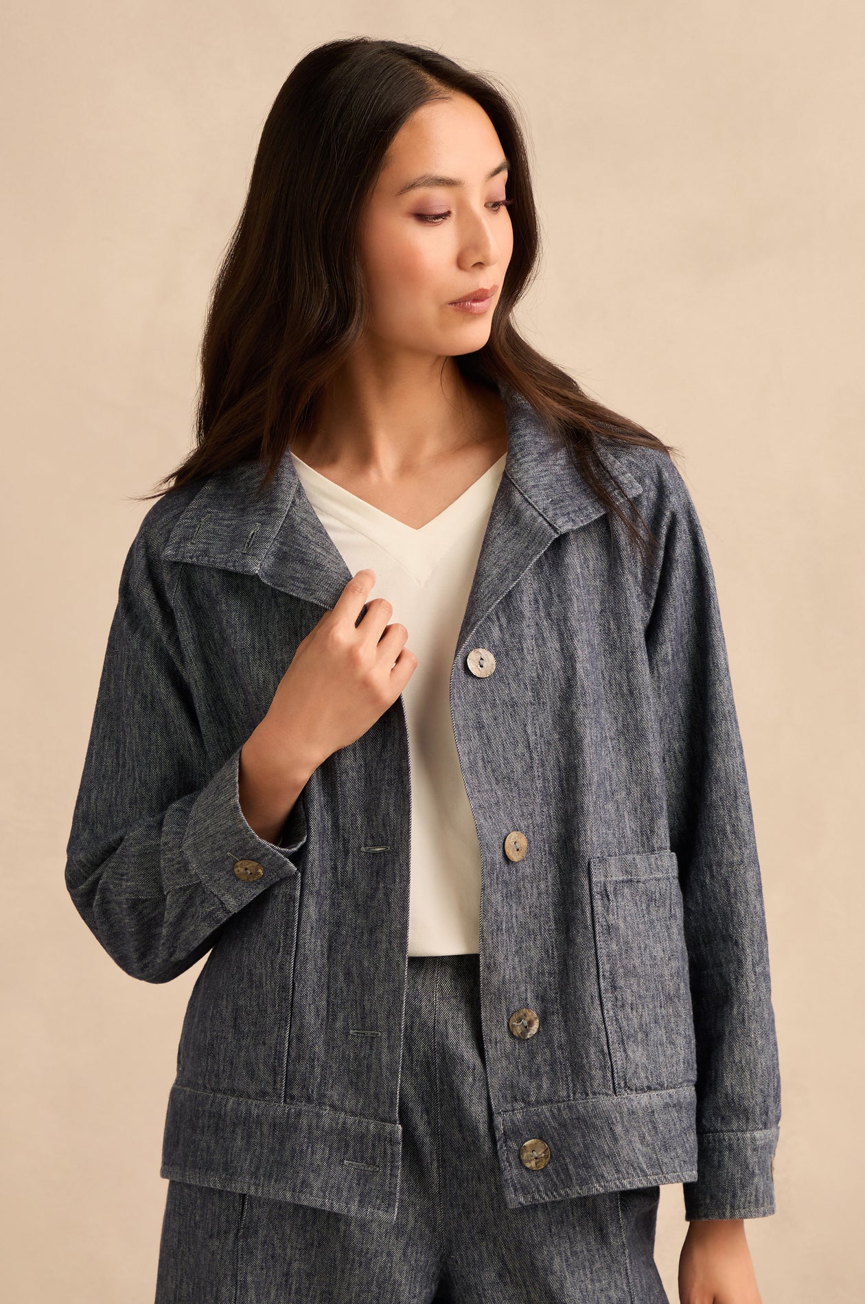 picture of Sahara Washed Cotton Linen Jacket - Denim Blue - Number Two - womens - fashion - clothing - Sahara 2