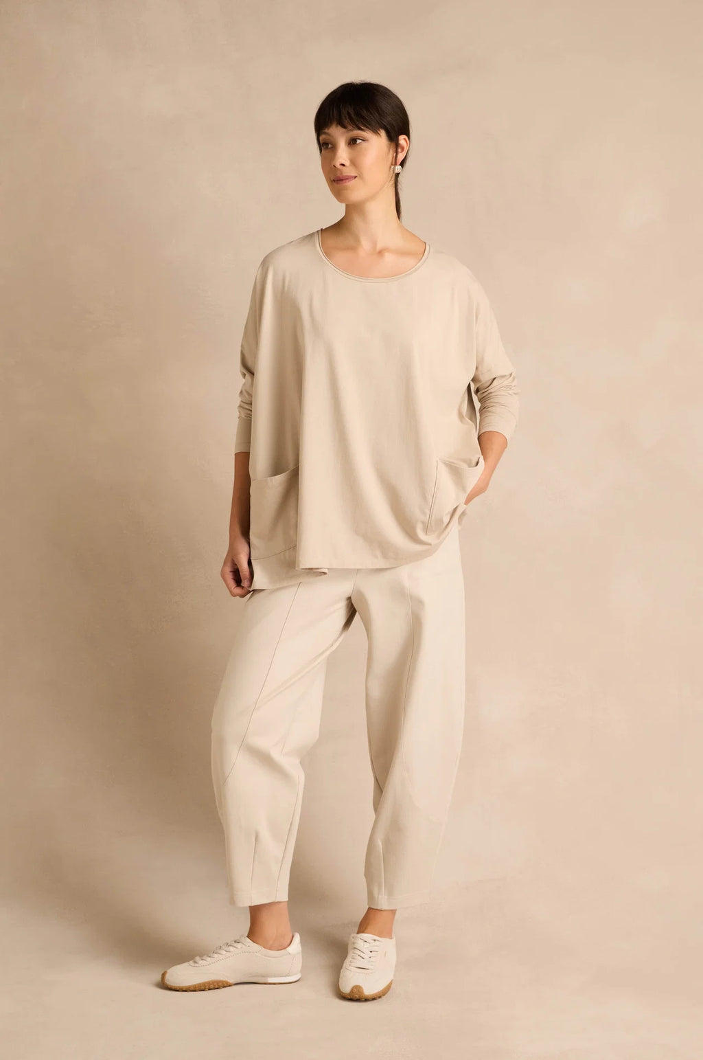 picture of Sahara Cotton Jersey Pocket Top - Ecru - Number Two - womens - fashion - clothing - Sahara 4