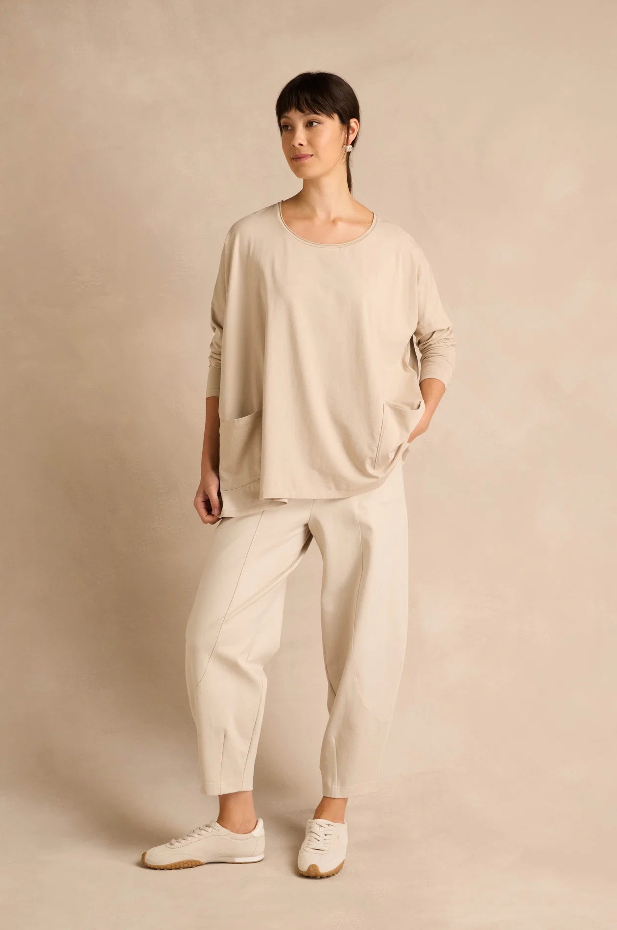 picture of Sahara Cotton Jersey Pocket Top - Ecru - Number Two - womens - fashion - clothing - Sahara 4