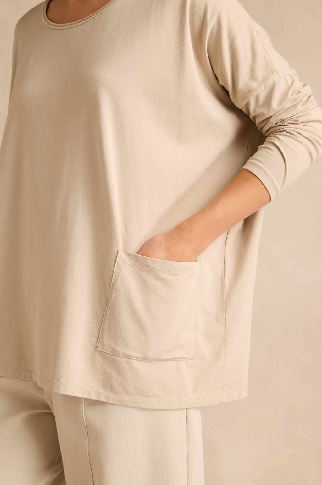 picture of Sahara Cotton Jersey Pocket Top - Ecru - Number Two - womens - fashion - clothing - Sahara 2