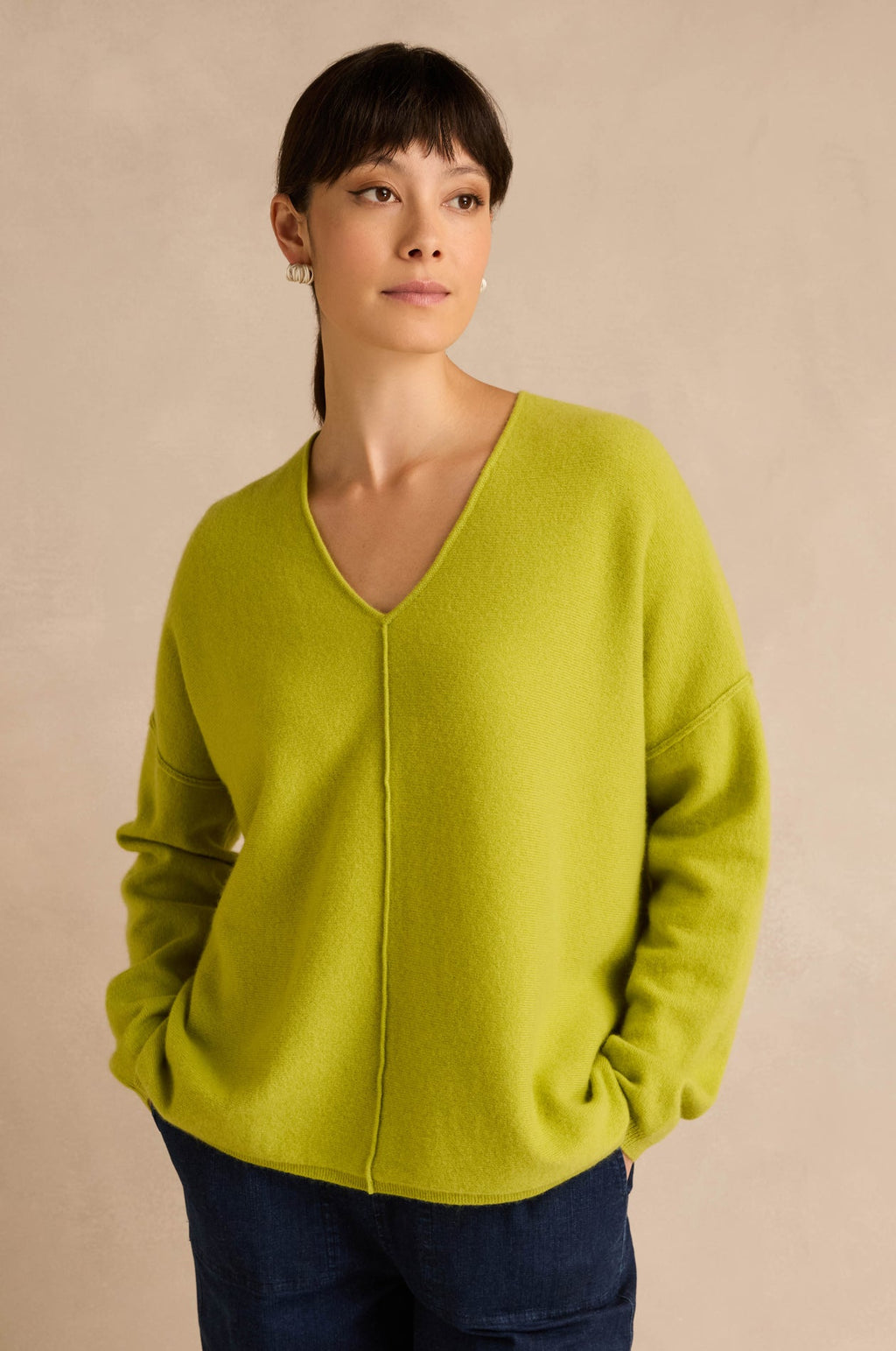 picture of Sahara Merino Wool V-Neck Jumper - Kiwi - Number Two - womens - fashion - clothing - Sahara 1