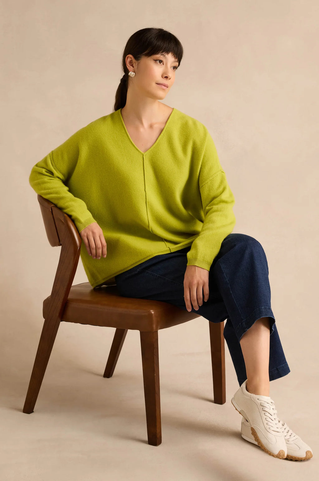 picture of Sahara Merino Wool V-Neck Jumper - Kiwi - Number Two - womens - fashion - clothing - Sahara 2