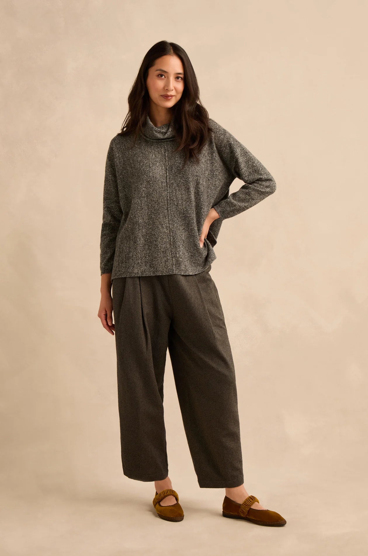 picture of Sahara Merino Wool Cowl-Neck Jumper - Black/White - Number Two - womens - fashion - clothing - Sahara 2