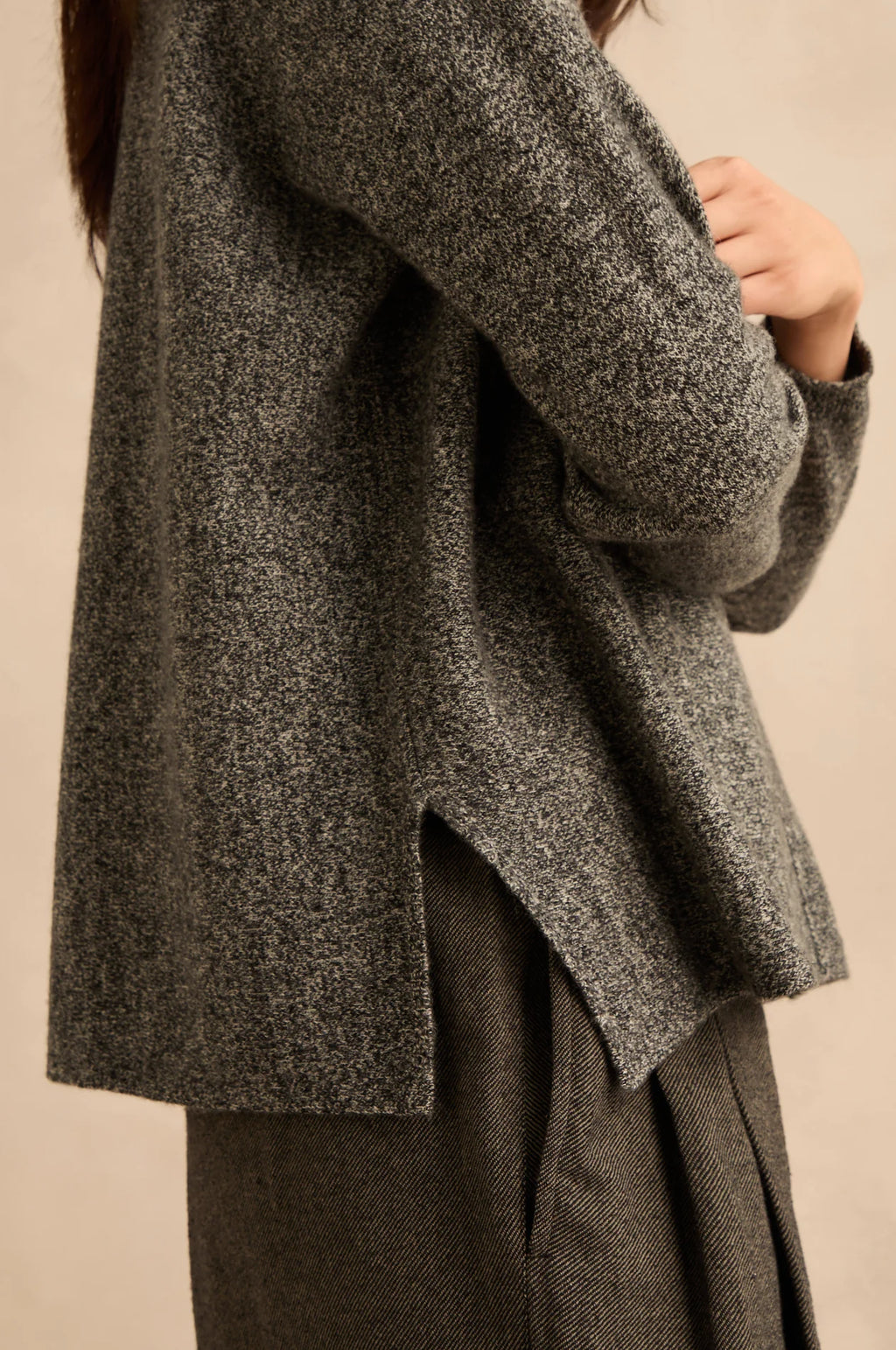 picture of Sahara Merino Wool Cowl-Neck Jumper - Black/White - Number Two - womens - fashion - clothing - Sahara 4