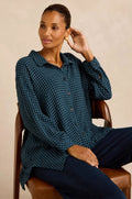 picture of Sahara Seersucker Squares Relaxed Shirt - Marine - Number Two - womens - fashion - clothing - Sahara 1