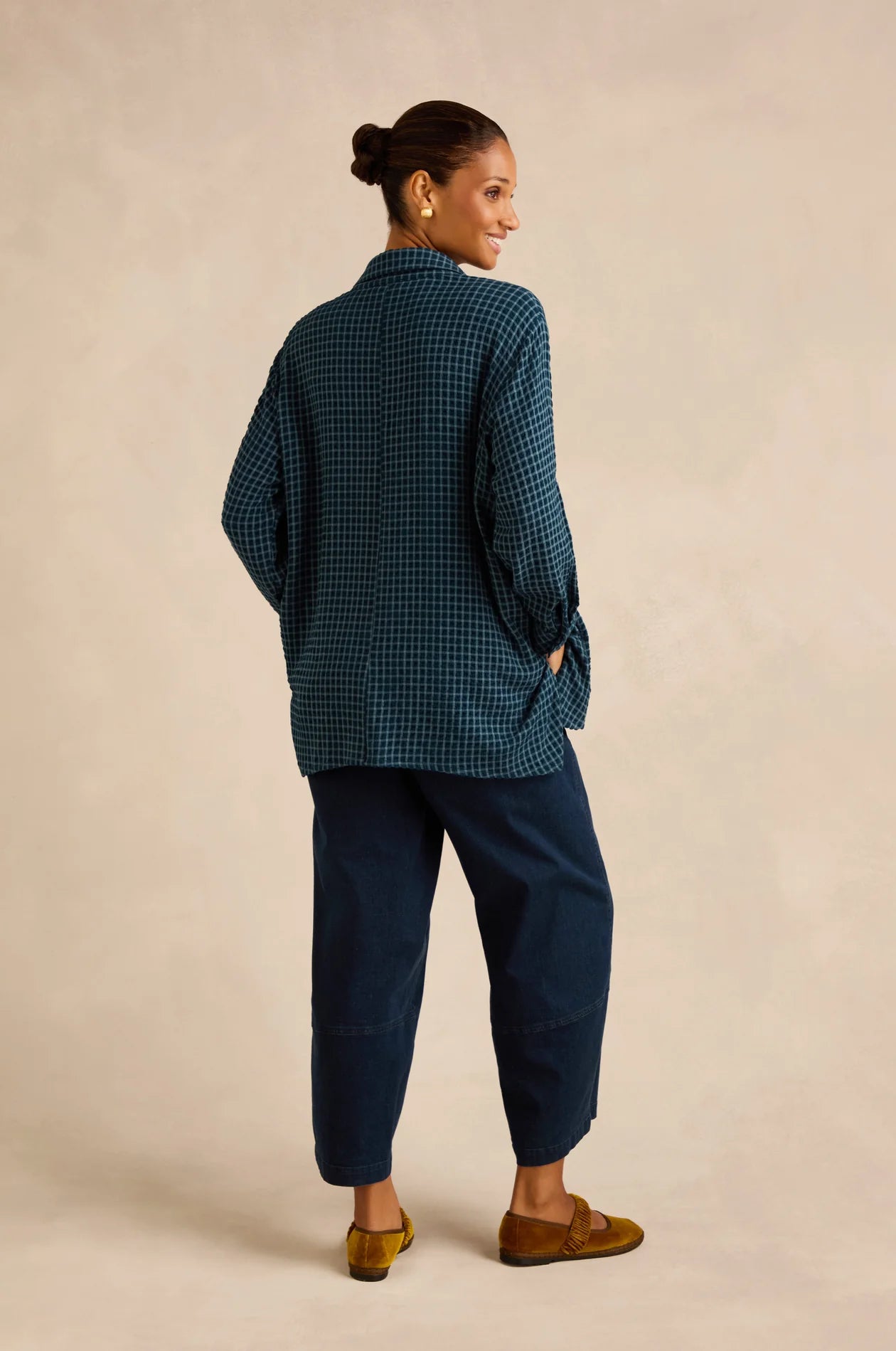 picture of Sahara Seersucker Squares Relaxed Shirt - Marine - Number Two - womens - fashion - clothing - Sahara 2