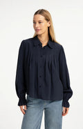 picture of Yaya Sheer Blouse with Pleated Detail - Cat Black - Number Two - womens - fashion - clothing - Yaya 1