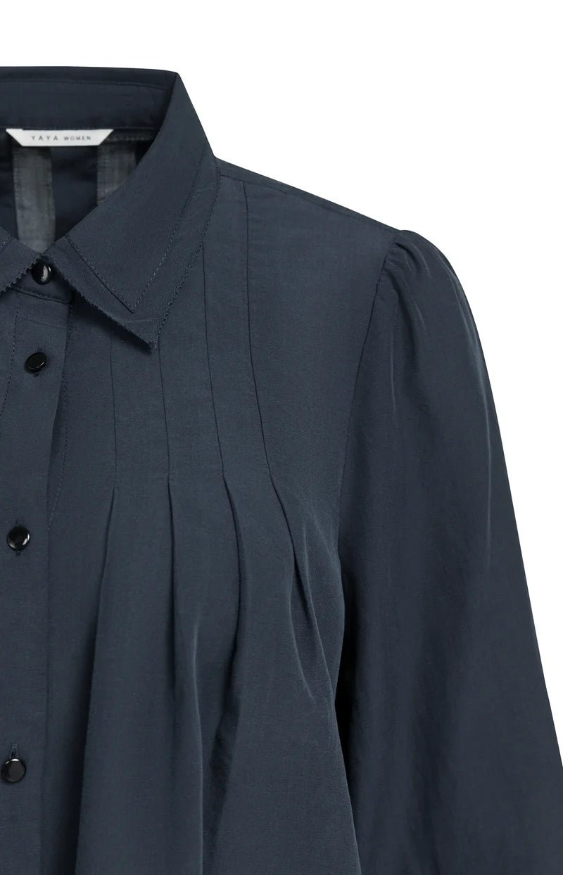 picture of Yaya Sheer Blouse with Pleated Detail - Cat Black - Number Two - womens - fashion - clothing - Yaya 8