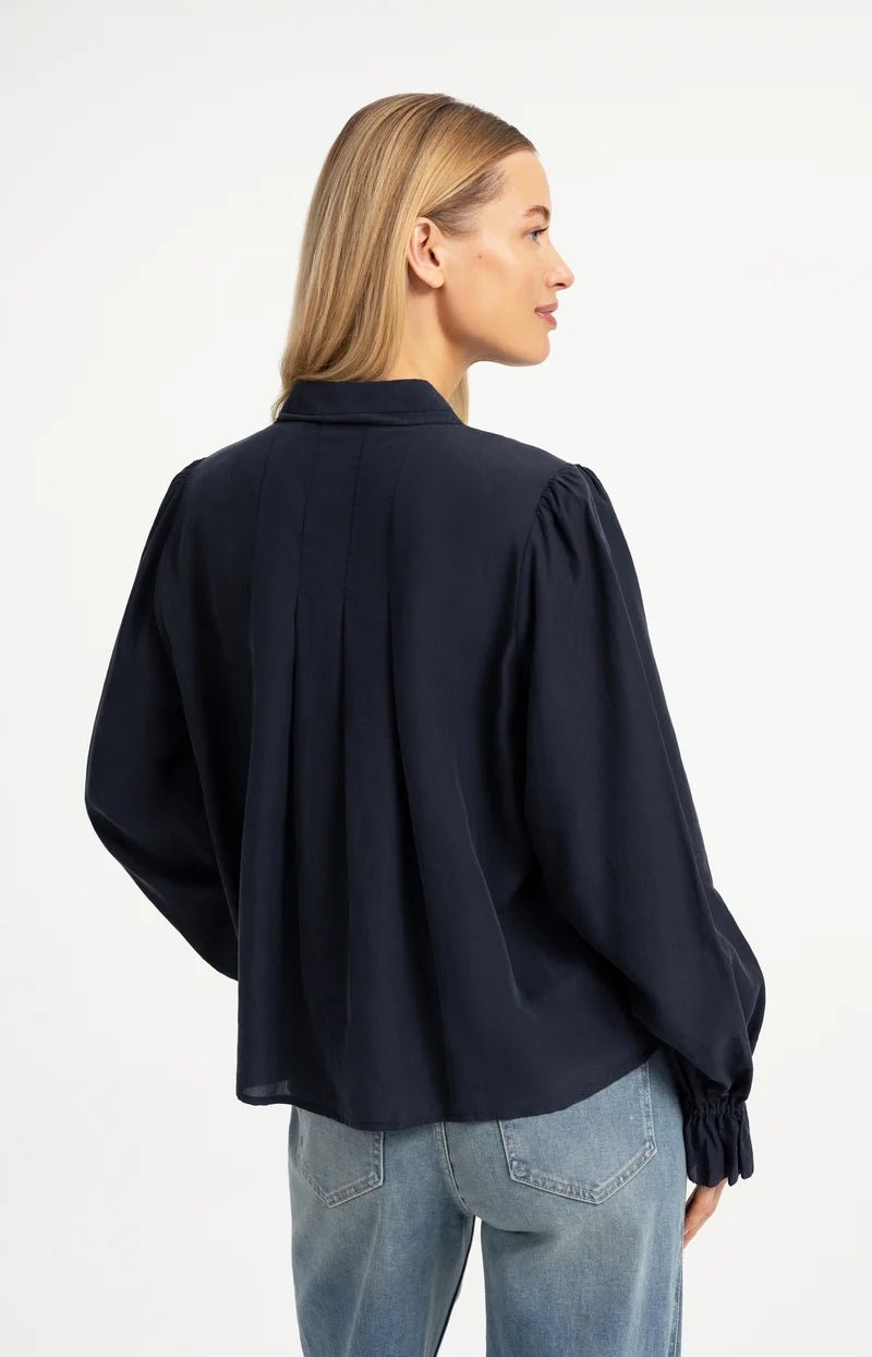 picture of Yaya Sheer Blouse with Pleated Detail - Cat Black - Number Two - womens - fashion - clothing - Yaya 4