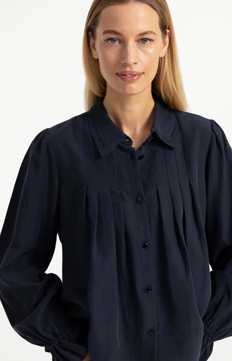 picture of Yaya Sheer Blouse with Pleated Detail - Cat Black - Number Two - womens - fashion - clothing - Yaya 5
