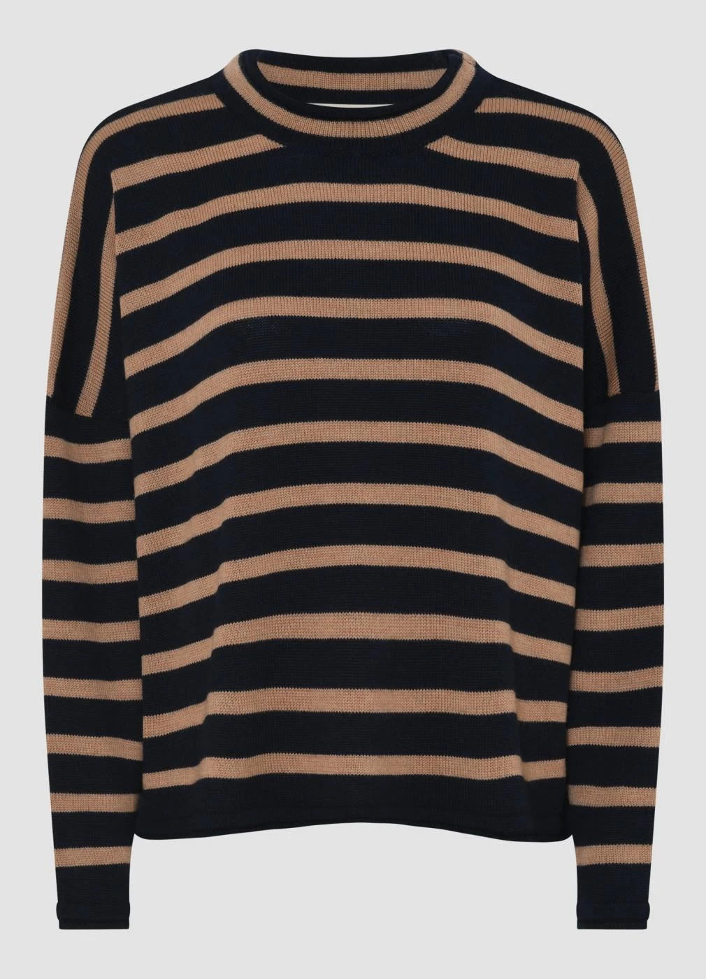 Muse Wear Sille Stripe Jumper - Navy/Camel
