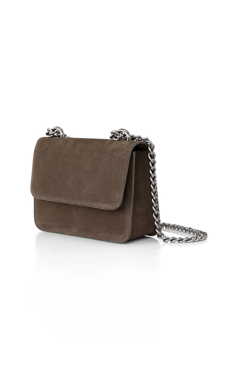 picture of Yaya Small Leather Shoulder Bag with Chain - Chocolate Brown - Number Two - womens - fashion -accessories - Yaya 2