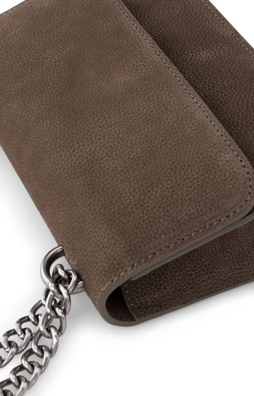 picture of Yaya Small Leather Shoulder Bag with Chain - Chocolate Brown - Number Two - womens - fashion -accessories - Yaya 3