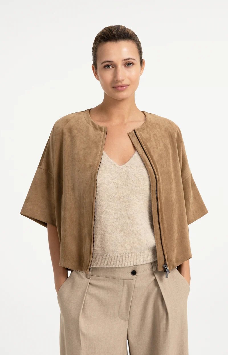 picture of Yaya Soft Knit Spencer With Deep V-Neck - Light Beige Melange - Number Two - womens - fashion - clothing - Yaya 7